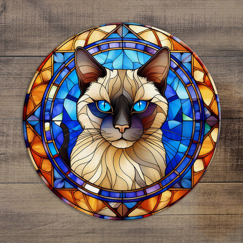 Cat Siamese Glass Suncatcher Worktop Saver